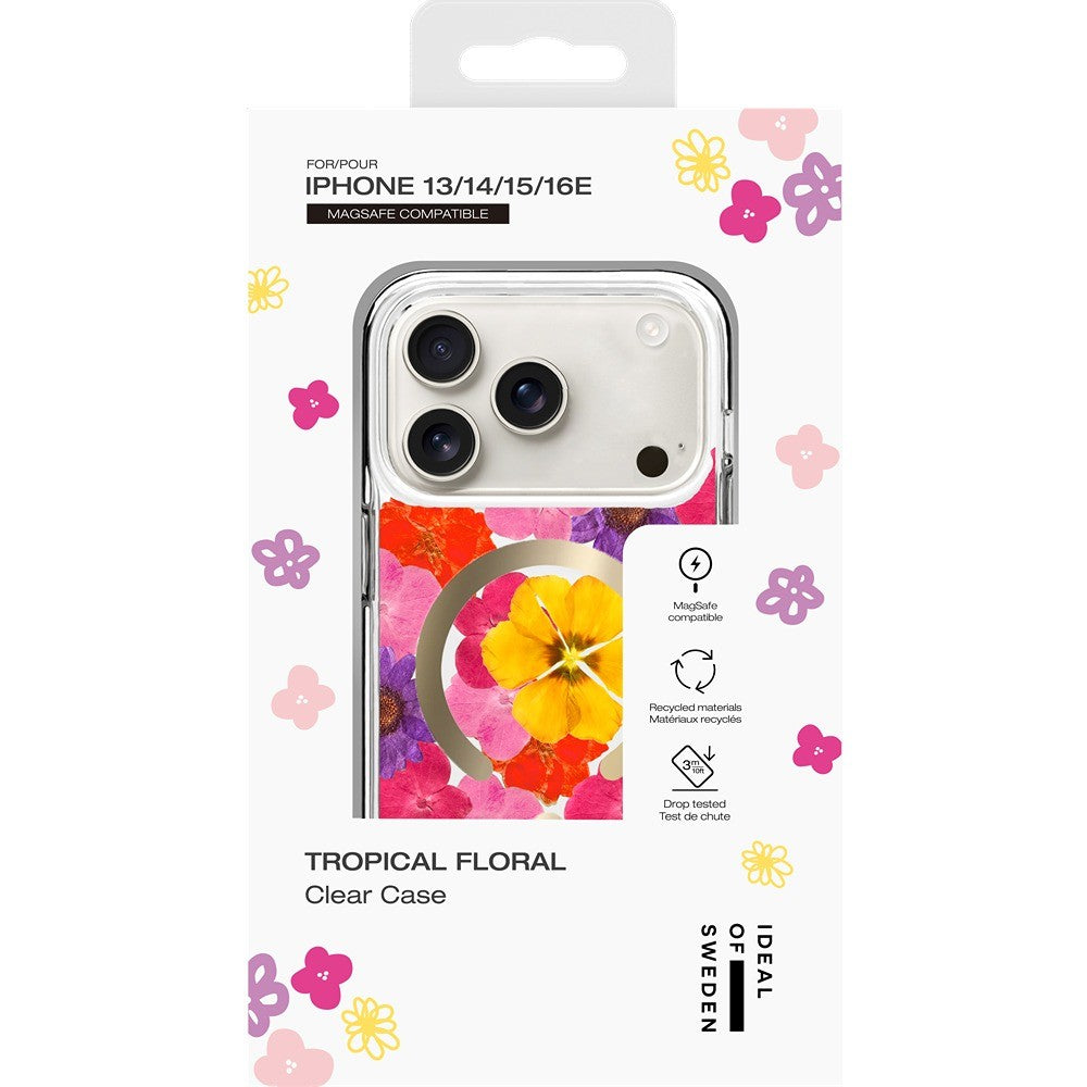 Ideal of Sweden iPhone 13/14/15/16e/17e Kuori Clear Case MagSafe Tropical Floral