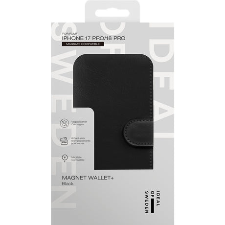 Ideal of Sweden iPhone 17 Pro/iPhone 18 Pro Kotelo Magnet Wallet+ MagSafe Musta