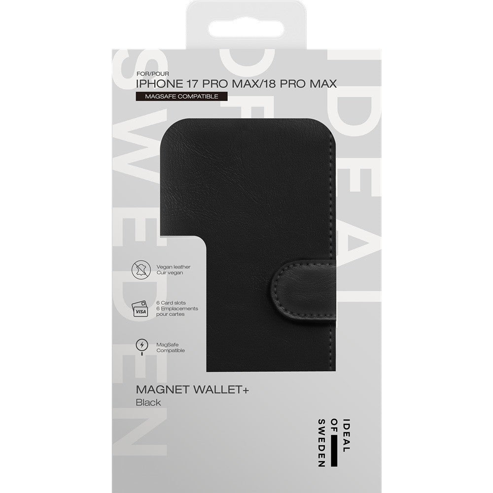 Ideal of Sweden iPhone 17 Pro Max/iPhone 18 Pro Max Kotelo Magnet Wallet+ MagSafe Musta