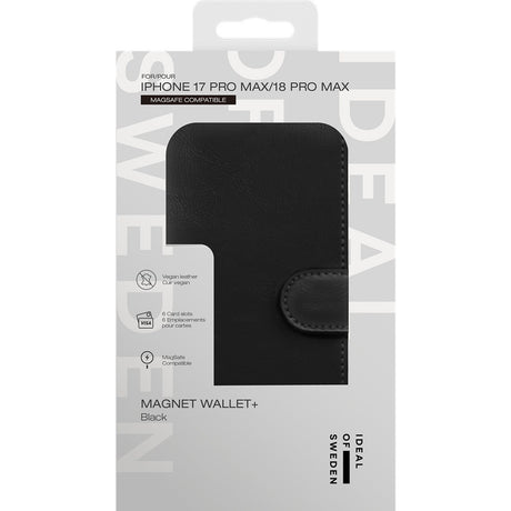 Ideal of Sweden iPhone 17 Pro Max/iPhone 18 Pro Max Kotelo Magnet Wallet+ MagSafe Musta