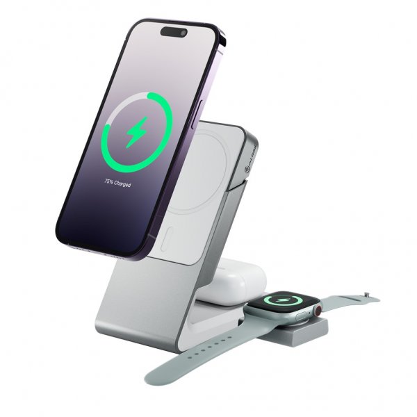 ALOGIC Matrix 3-in-1 Magneettinen Lataustelakka Apple Watch Laturilla Valkoinen