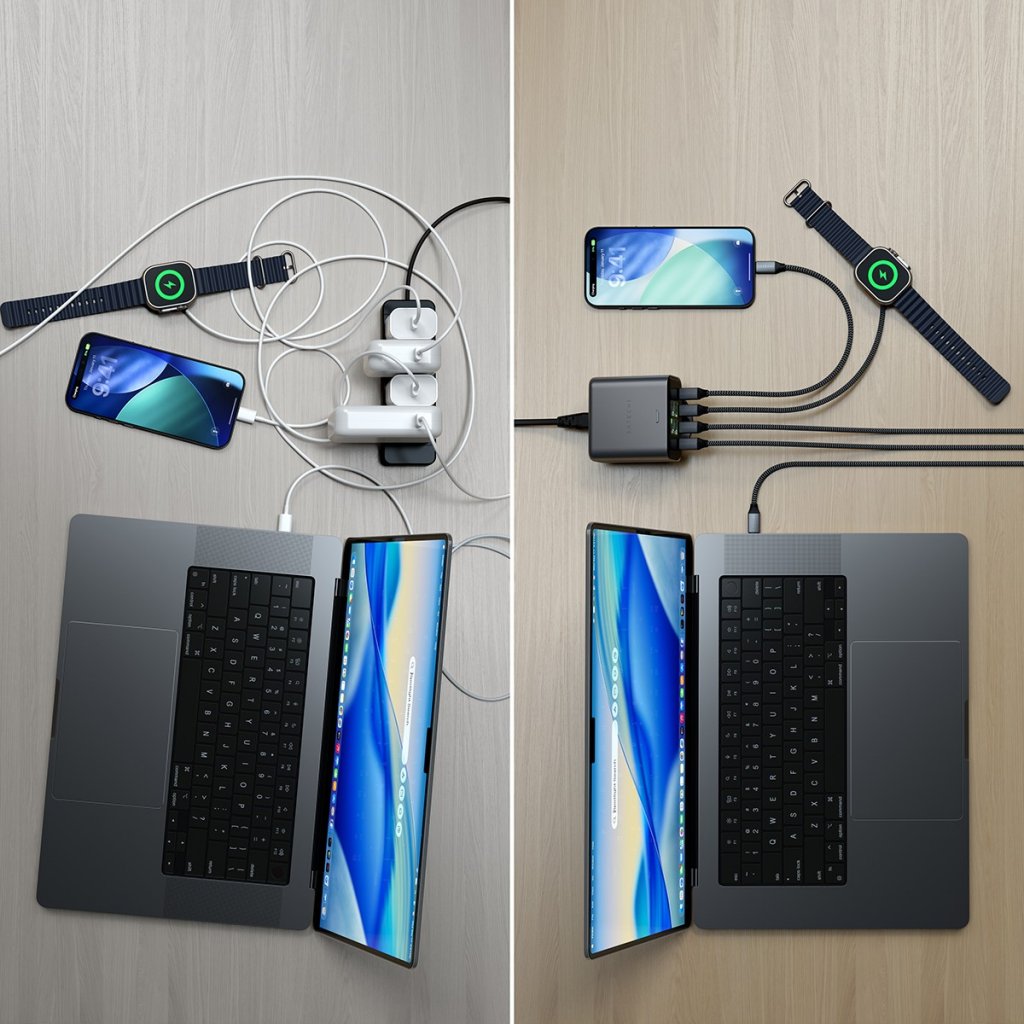 Satechi ChargeView 140W -pöytälaturi, avaruusmusta