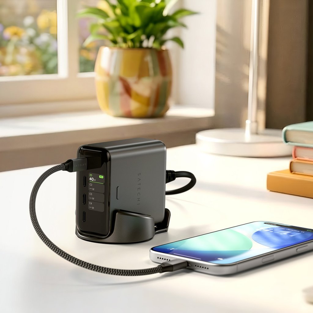 Satechi ChargeView 140W -pöytälaturi, avaruusmusta