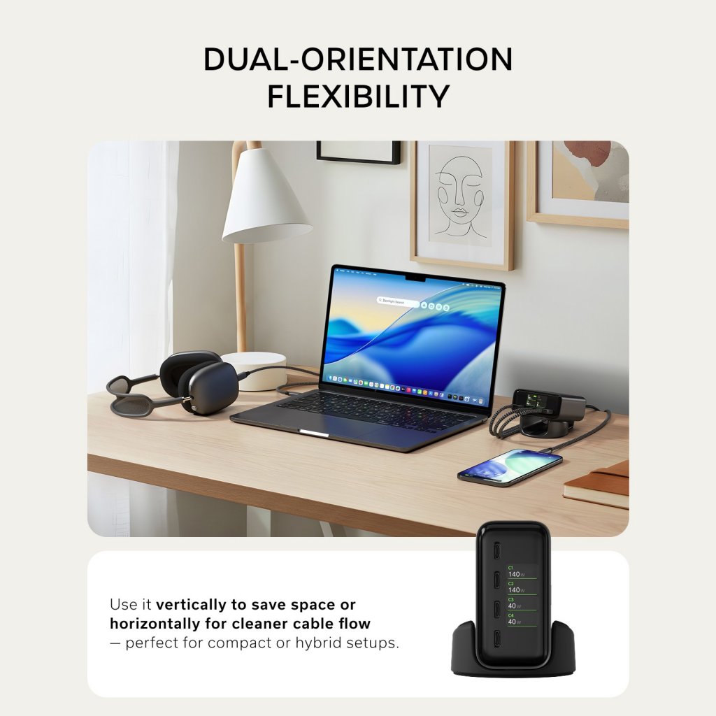 Satechi ChargeView 140W -pöytälaturi, avaruusmusta