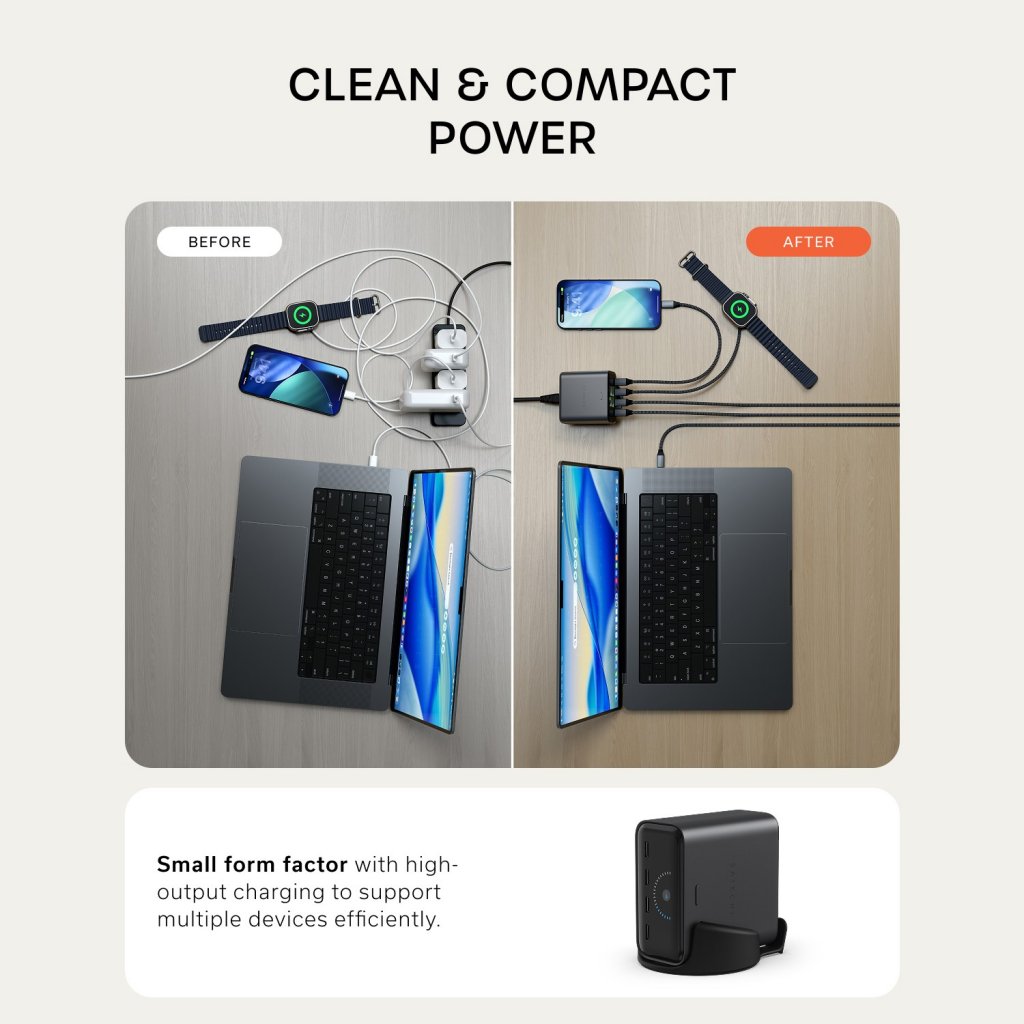 Satechi ChargeView 140W -pöytälaturi, avaruusmusta