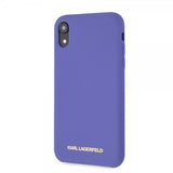 Karl Lagerfeld iPhone Xr -kuori, silikonia, Lagerfeld Gold Logo, violetti