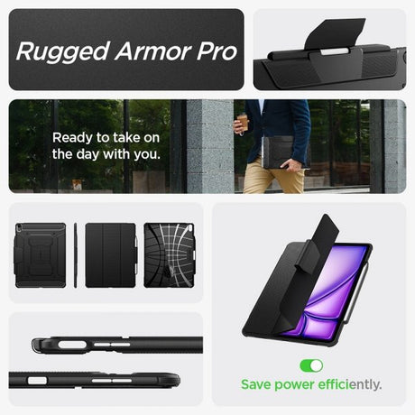 Spigen iPad Air 13 (M2/M3/M4) Suojakuori Rugged Armor Pro Musta