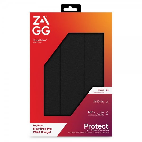 ZAGG iPad Pro 13 (M4/M5) Folio Crystal Palace -suojakotelo, musta/läpinäkyvä