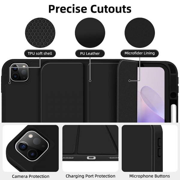 4smarts iPad Pro 13 (M4/M5) Kotelo Folio Kotelo Basic Musta