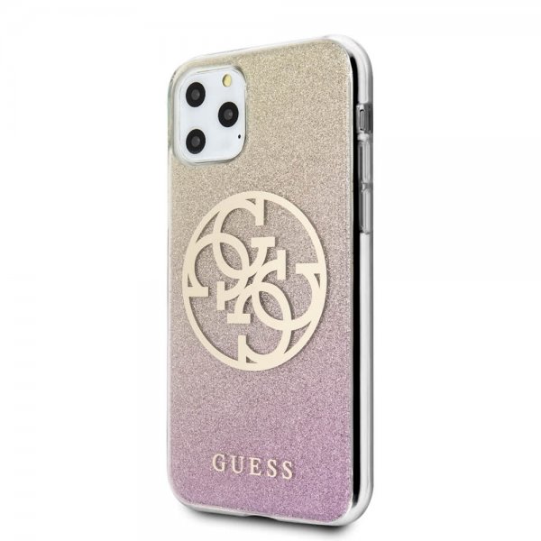Guess iPhone 11 Pro Max -kuori, Glitter Circle, ruusukulta
