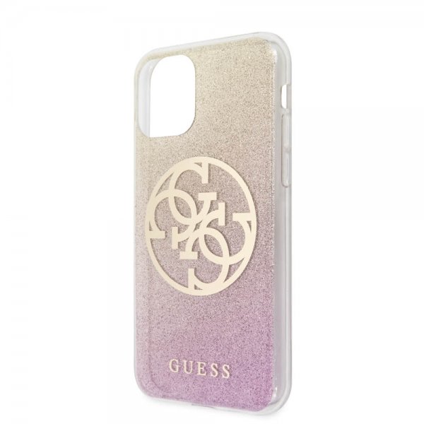 Guess iPhone 11 Pro Max -kuori, Glitter Circle, ruusukulta