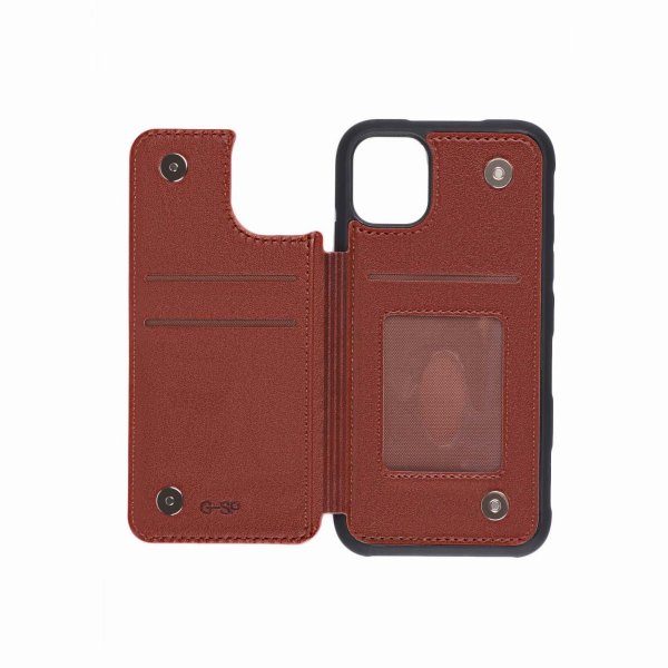 iPhone 11 Pro Max -kotelo, taitettava korttipidike, ruskea