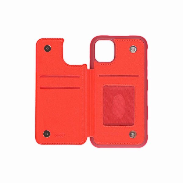 iPhone 11 Pro Max -kotelo, taitettava korttipidike, punainen