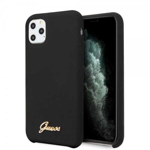 Guess iPhone 11 Pro Kuori Silikonikansi Vintage Musta