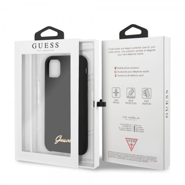 Guess iPhone 11 Pro Kuori Silikonikansi Vintage Musta