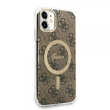 Guess iPhone 11 -suojakuori 4G Pattern MagSafe, ruskea