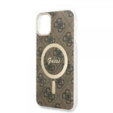 Guess iPhone 11 -suojakuori 4G Pattern MagSafe, ruskea