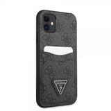Guess iPhone 11 -suojakuori, Double Cardslot Metal Triangle, musta