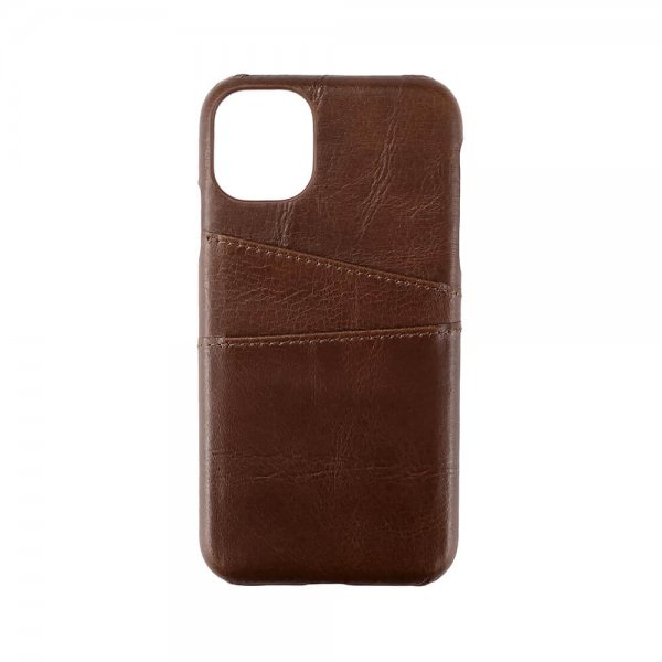 Onsala iPhone 11 -kotelo kahdella korttipaikalla aitoa nahkaa, ruskea