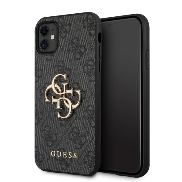 Guess iPhone 11 -suojakuori, metallilogo, harmaa