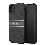 Guess iPhone 11 -suojakuori, Printed Stripe, harmaa