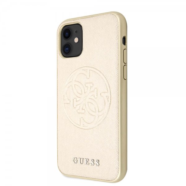 Guess iPhone 11 -suojakuori, Saffiano Cover, kulta