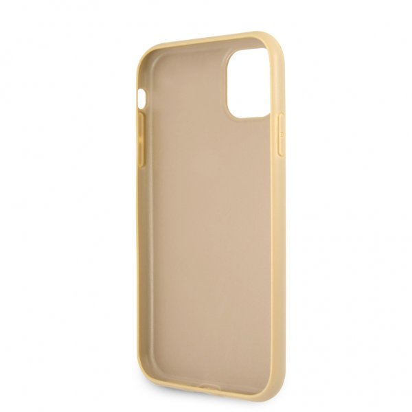 Guess iPhone 11 -suojakuori, Saffiano Vintage Script, kulta