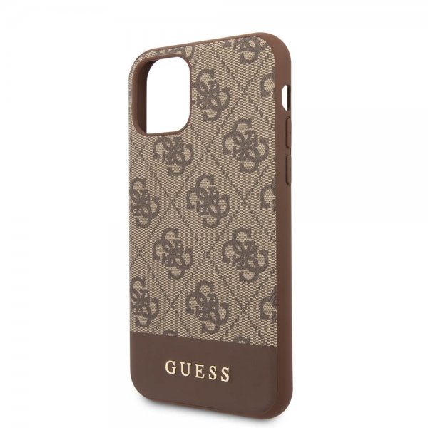 Guess iPhone 11 -kuori, Stripe Cover, ruskea