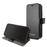 Guess iPhone 12 Mini Kotelo Nahkarakenne Musta