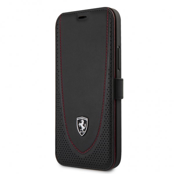 Ferrari iPhone 12/iPhone 12 Pro Kotelo Logo Perforoitu Musta