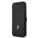 Ferrari iPhone 12/iPhone 12 Pro Kotelo Logo Perforoitu Musta