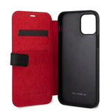 Ferrari iPhone 12/iPhone 12 Pro Kotelo Logo Perforoitu Musta