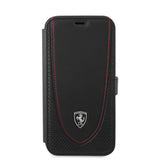 Ferrari iPhone 12/iPhone 12 Pro Kotelo Logo Perforoitu Musta