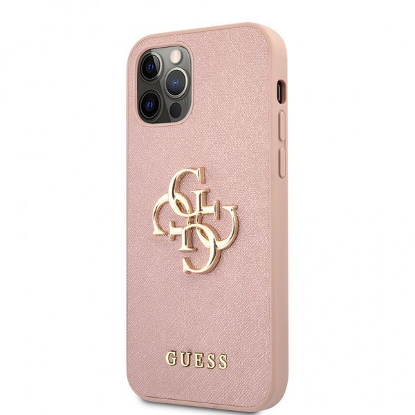 Guess iPhone 12/iPhone 12 Pro Kuori 4G Logo Saffiano Ruusu