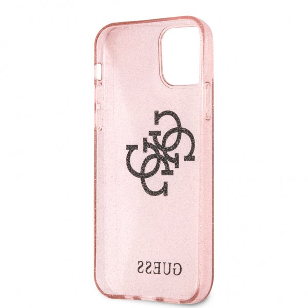 Guess iPhone 12/iPhone 12 Pro Kotelo Täysi Kimalle Ruusu