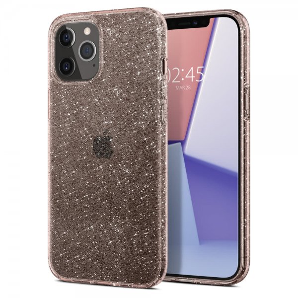 Spigen iPhone 12/iPhone 12 Pro -kuori Liquid Crystal Glitter Rose Quartz