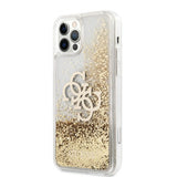 Guess iPhone 12/iPhone 12 Pro -kuoret nestemäisellä glitterillä, kulta/kirkas
