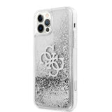 Guess iPhone 12/iPhone 12 Pro Glitter-suojakuori, kirkas hopea