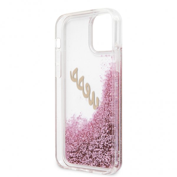 Guess iPhone 12/iPhone 12 Pro Kuori Liquid Glitter Vintage Rosa