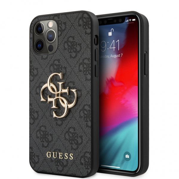Guess iPhone 12/iPhone 12 Pro Kuori Metal Logo Harmaa