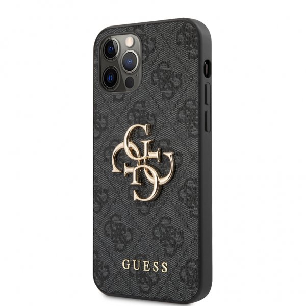 Guess iPhone 12/iPhone 12 Pro Kuori Metal Logo Harmaa