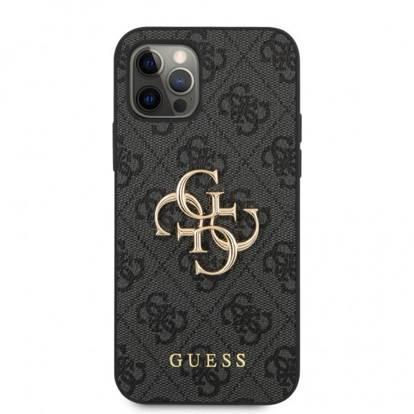 Guess iPhone 12/iPhone 12 Pro Kuori Metal Logo Harmaa
