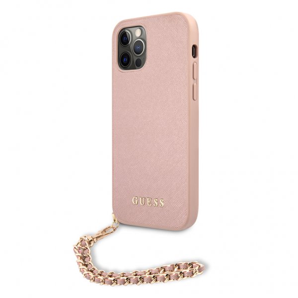 Guess iPhone 12/iPhone 12 Pro Kuoret Saffiano Chain Pinkki