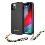 Guess iPhone 12/iPhone 12 Pro -kotelo Saffiano Chain Musta