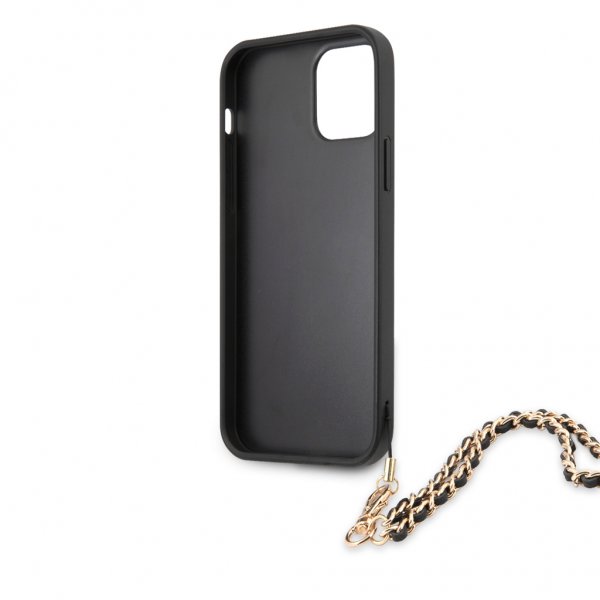 Guess iPhone 12/iPhone 12 Pro -kotelo Saffiano Chain Musta
