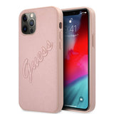 Guess iPhone 12/iPhone 12 Pro Suojakuori Saffiano Vintage Script Ruusukulta