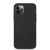 Guess iPhone 12/iPhone 12 Pro Suojakuori Saffiano Vintage Script Musta