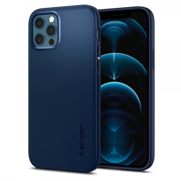 Spigen iPhone 12/iPhone 12 Pro -kuori Thin Fit Navy Blue