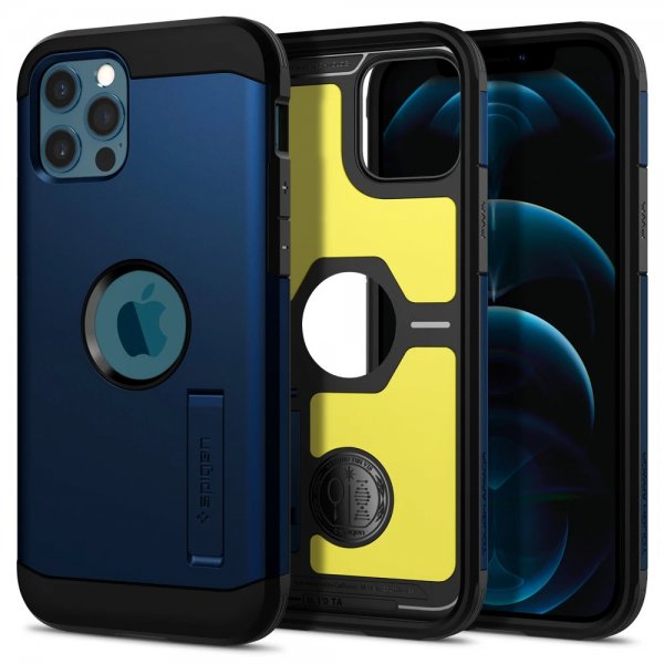 Spigen iPhone 12/iPhone 12 Pro -suojakuori, Tough Armor Navy Blue