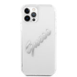 Guess iPhone 12/iPhone 12 Pro Kuori Vintage Script Silver Läpinäkyvä